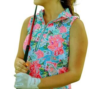 Lulu B Colorful Tank Top Sz Small Blouse Hole In One Golf Travel 19th Hole UPF